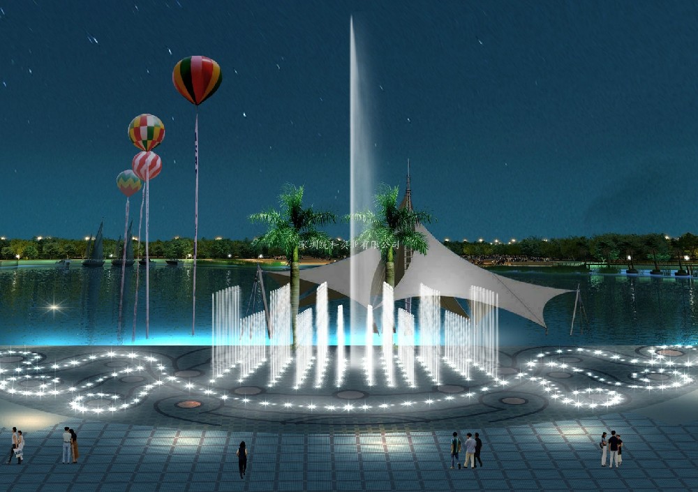 大型湖上噴泉